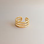 Load image into Gallery viewer, Adjustable stainless steel triple band ring in gold
