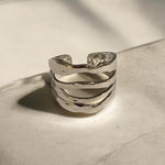 Load image into Gallery viewer, Silver adjustable wavy water ring stainless steel
