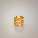 Load image into Gallery viewer, Gold adjustable wavy water ring stainless steel
