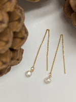 Load image into Gallery viewer, Freshwater Pearl Threaded Earrings (3 Colors Available)

