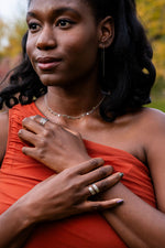 Load image into Gallery viewer, Waterproof stainless steel feather rings, threaded earrings, and minimal necklace  

