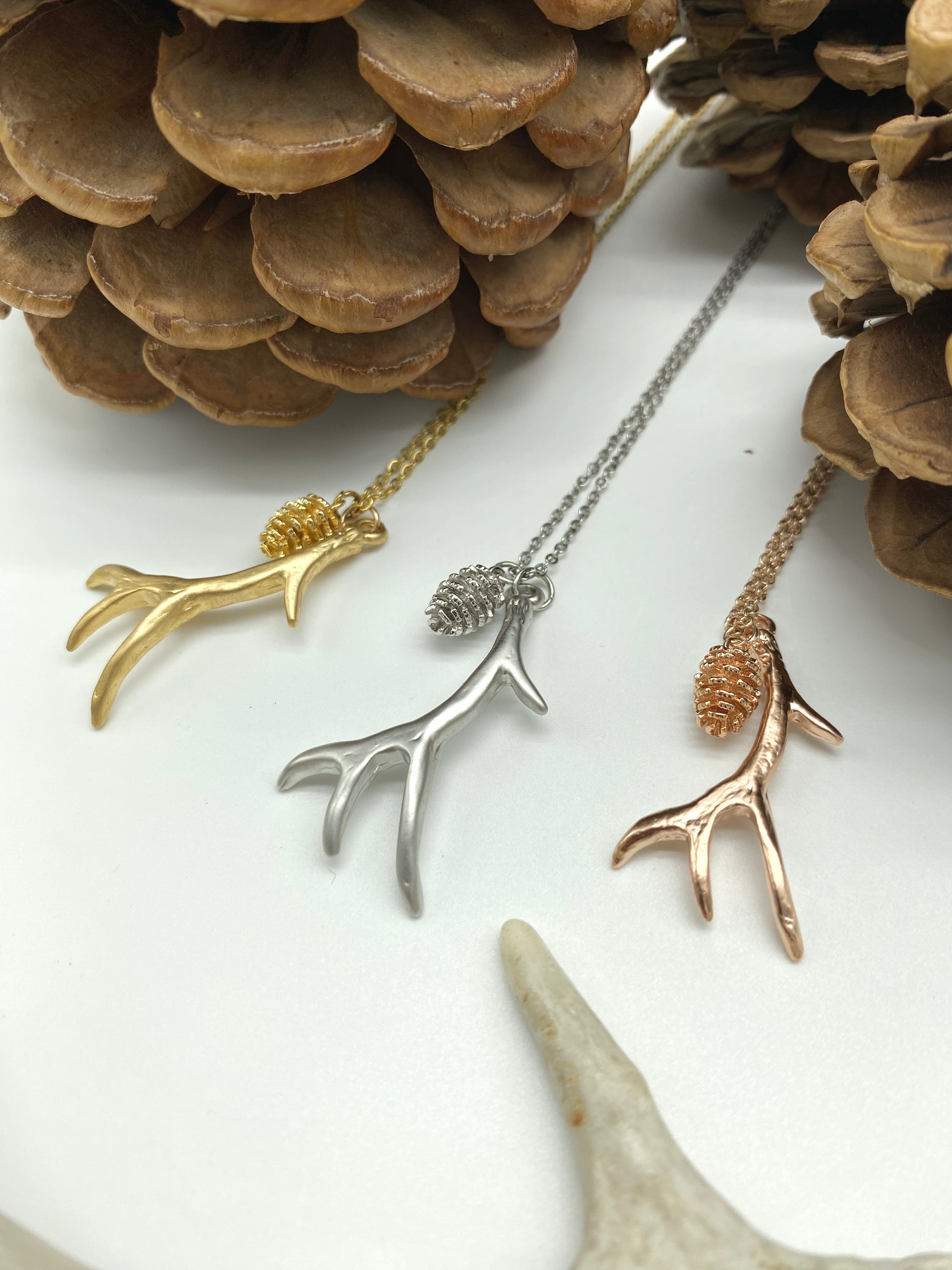 Elk Antler Pendant Necklace  (3 Colors Available)