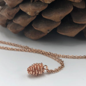 Mini pinecone necklace available and gold, silver and rose gold