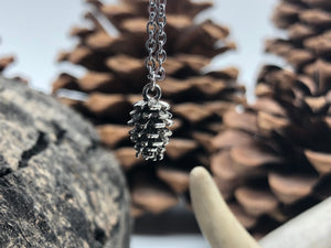 Mini pinecone necklace available and gold, silver and rose gold