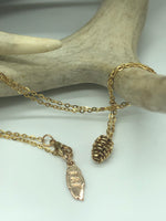 Load image into Gallery viewer, Mini pinecone necklace available and gold, silver and rose gold
