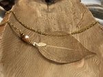 Load image into Gallery viewer, Real Leaf Necklace with Freshwater Pearl  (3 Colors Available)
